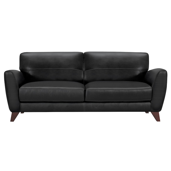 Armen Living Jedd Contemporary Sofa in Genuine Black Leather with Brown Wood Legs LCJD3BL - main